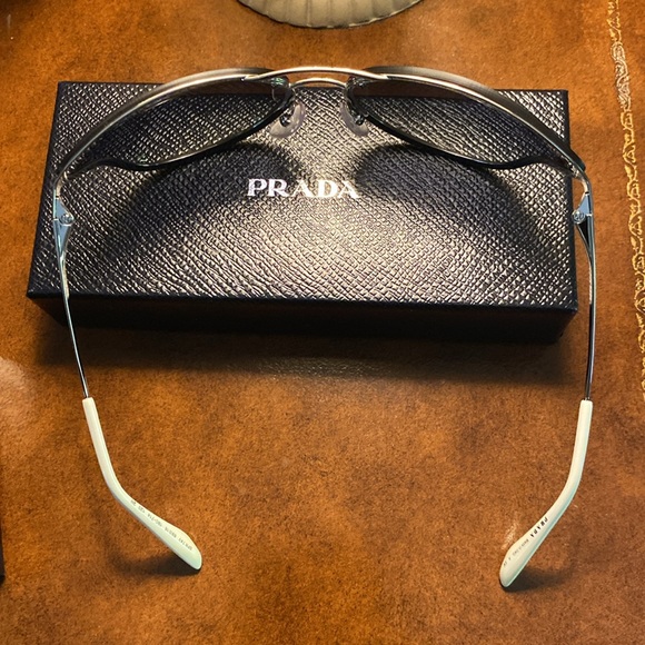 Prada Sunglasses - Silver/Blue to Light Grey Gradient Butterfly (New) - Picture 3 of 11
